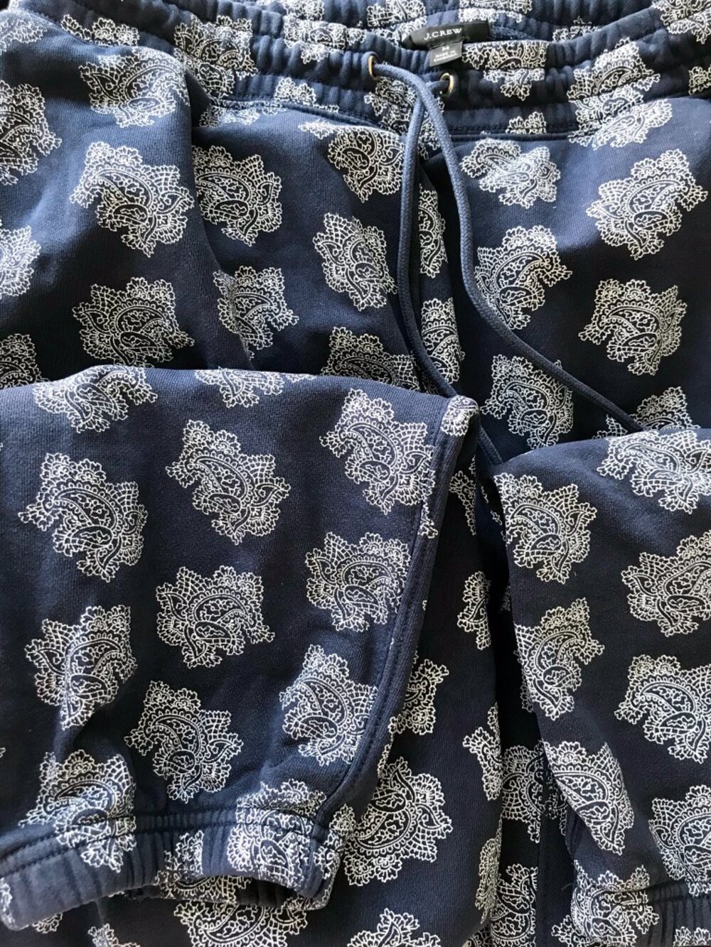 J. Crew Navy Paisley Print Sweatpants